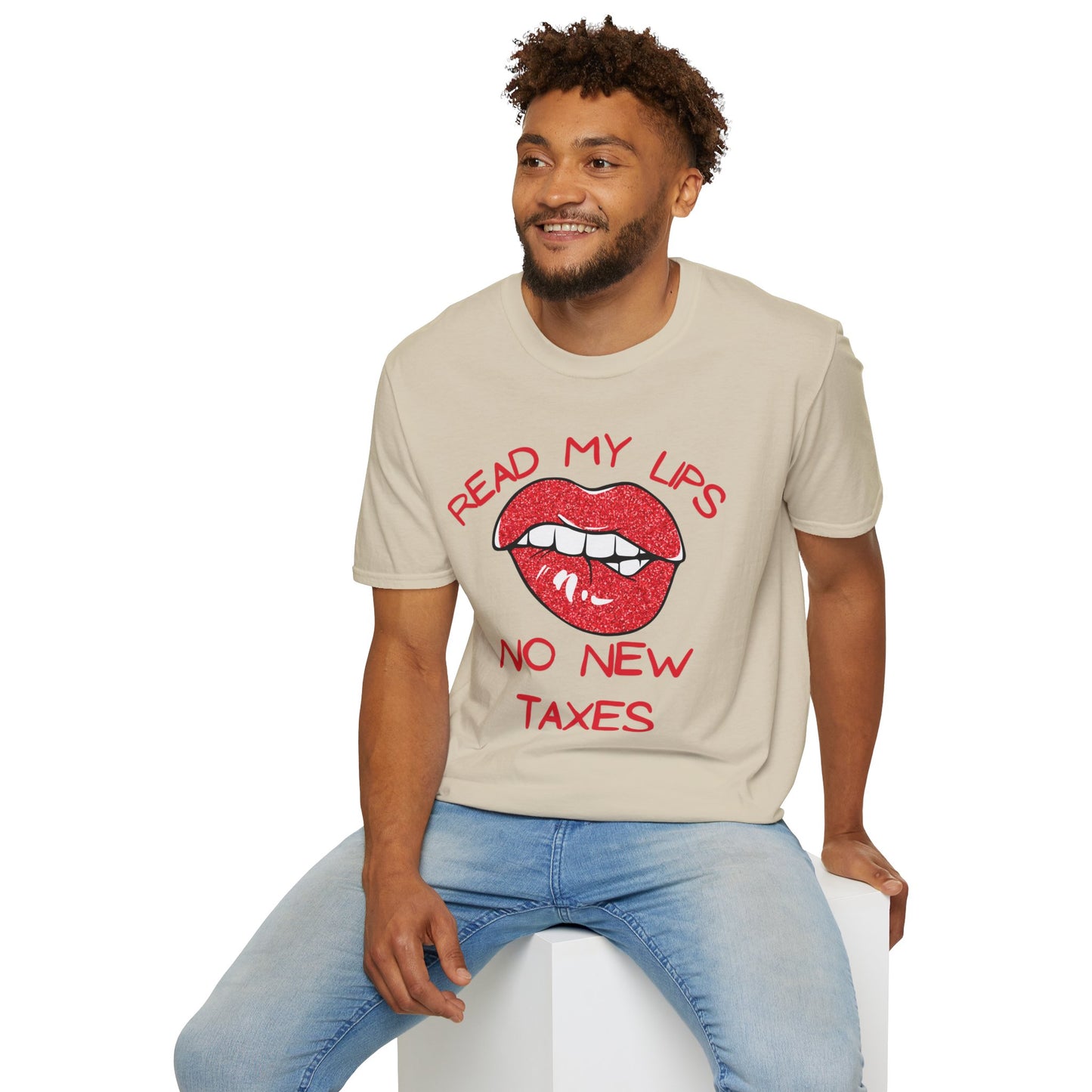 Funny Political T-Shirt – "Read My Lips: No New Taxes" Graphic Tee