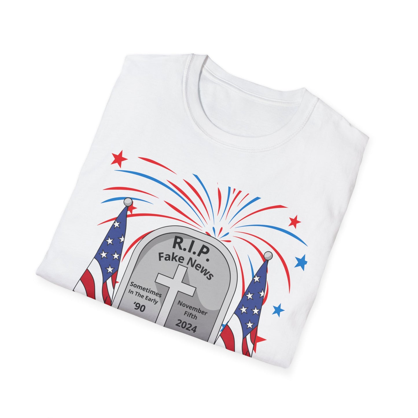 R I P Fake News Unisex Softstyle T-Shirt - Irony Design