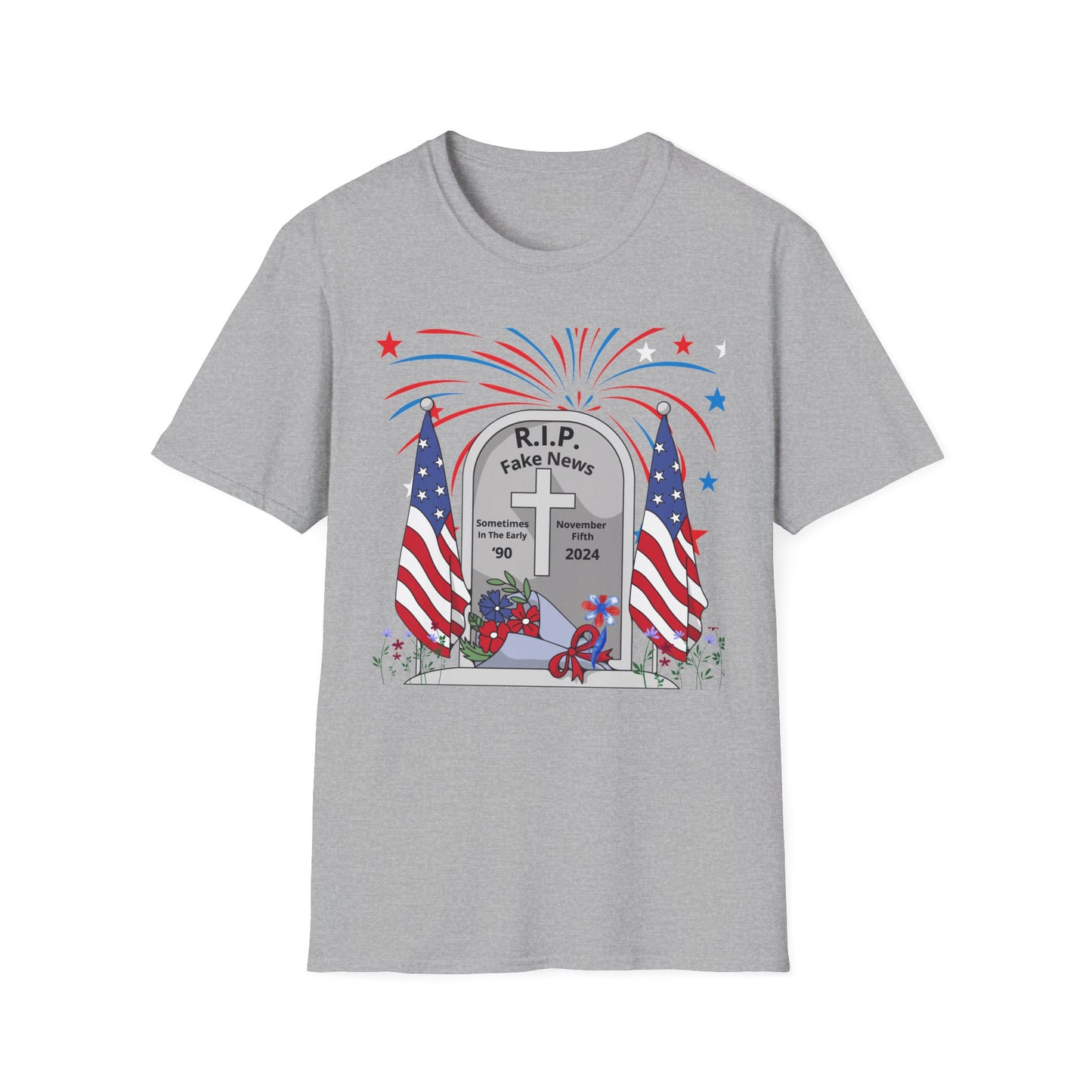 R I P Fake News Unisex Softstyle T-Shirt - Irony Design