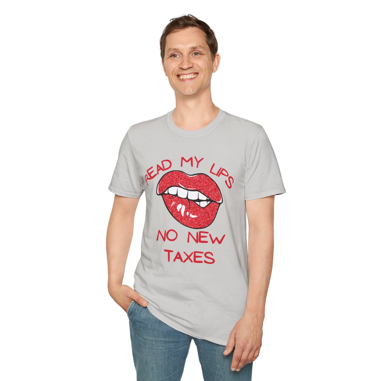 Funny Political T-Shirt – "Read My Lips: No New Taxes" Graphic Tee