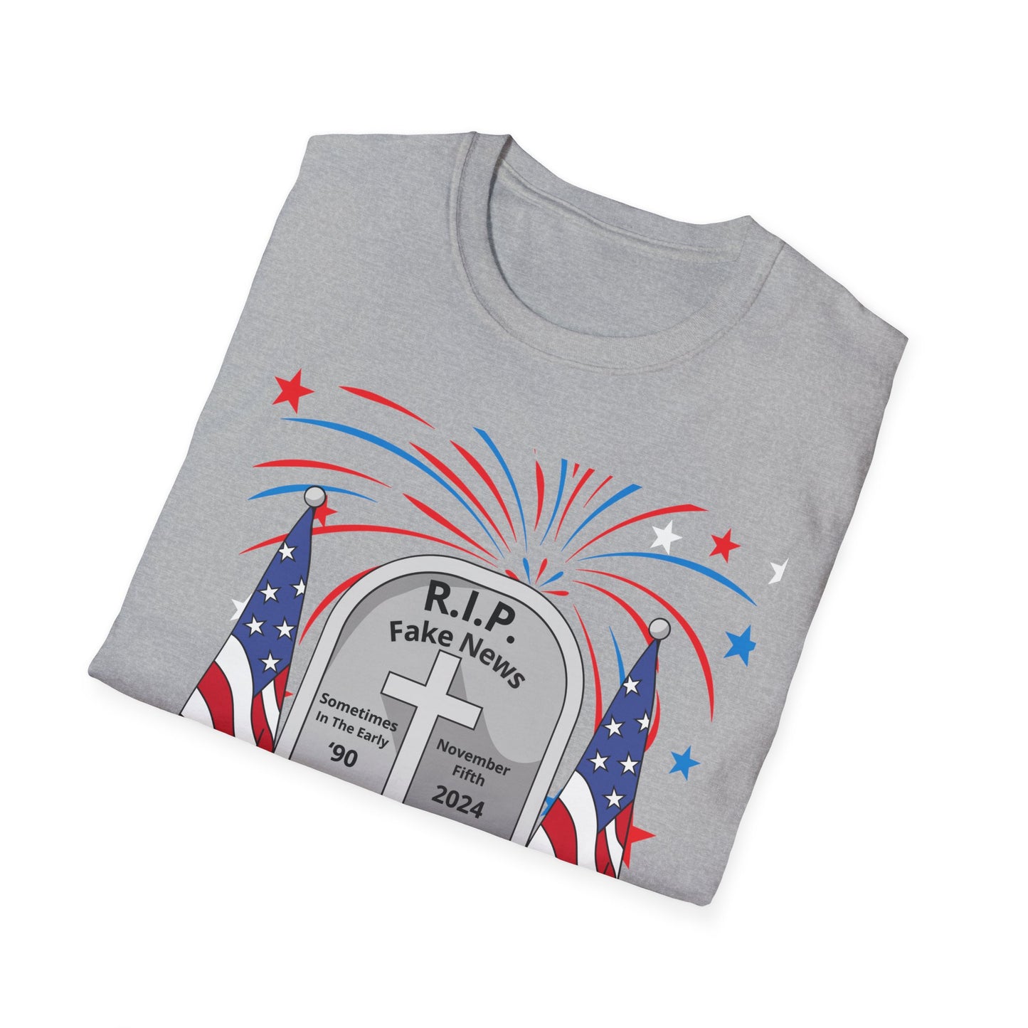 R I P Fake News Unisex Softstyle T-Shirt - Irony Design