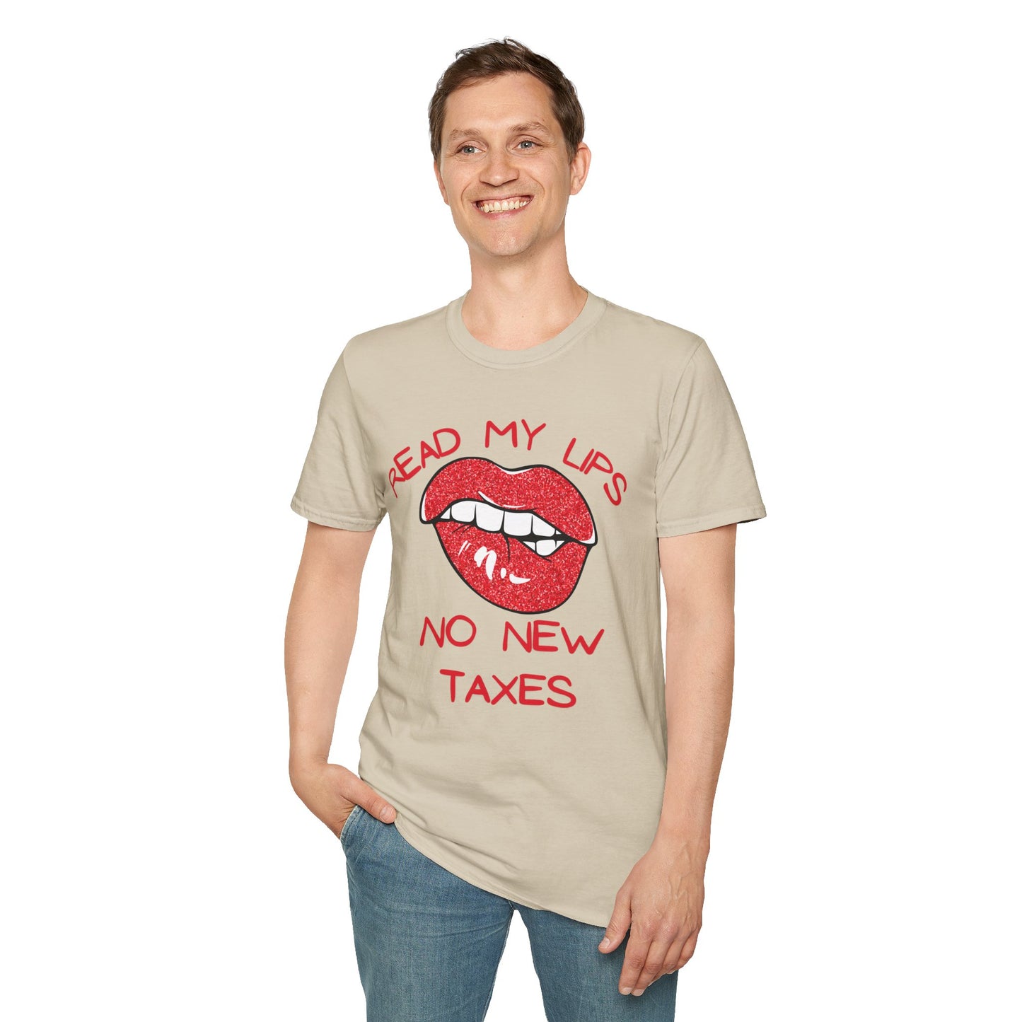 Funny Political T-Shirt – "Read My Lips: No New Taxes" Graphic Tee