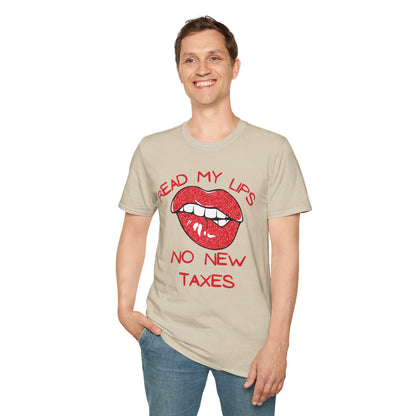 Funny Political T-Shirt – "Read My Lips: No New Taxes" Graphic Tee