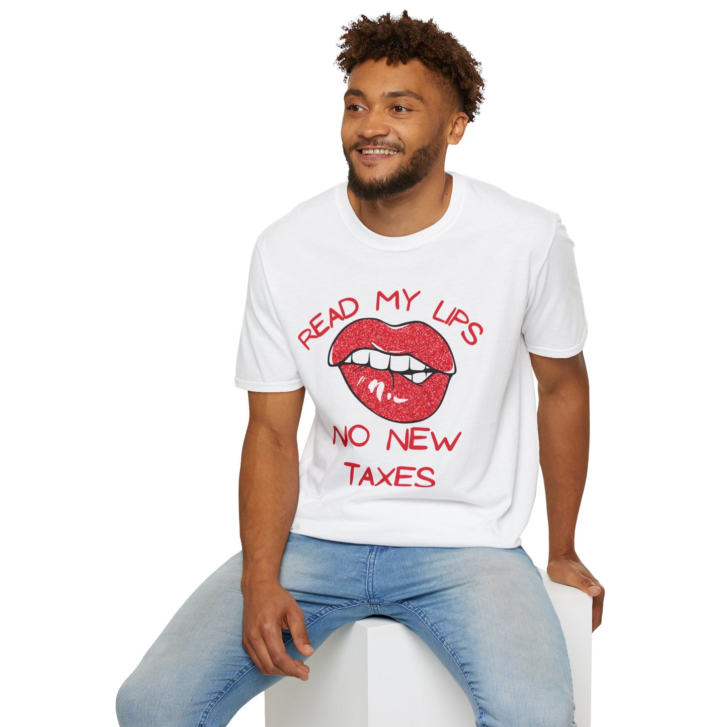 Funny Political T-Shirt – "Read My Lips: No New Taxes" Graphic Tee