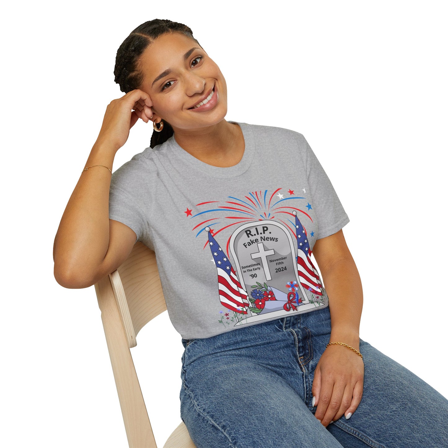 R I P Fake News Unisex Softstyle T-Shirt - Irony Design