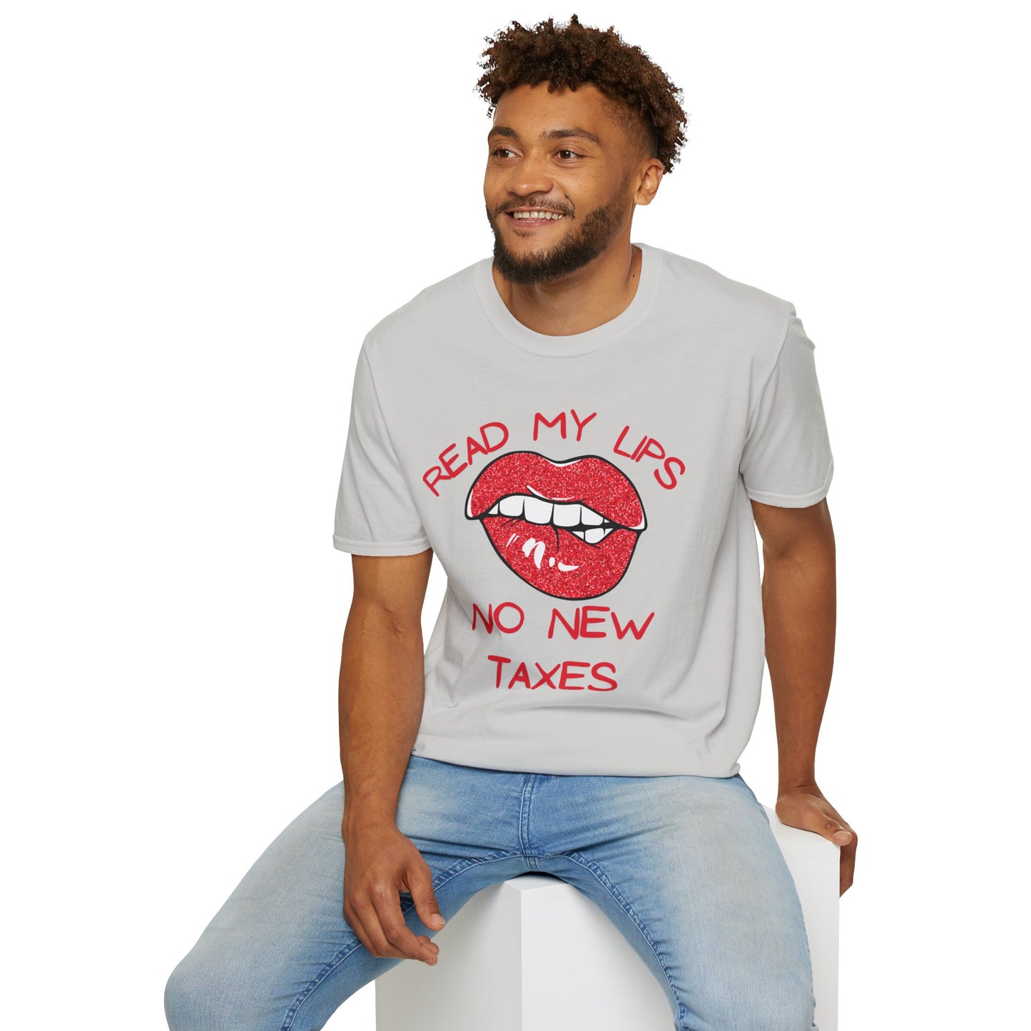 Funny Political T-Shirt – "Read My Lips: No New Taxes" Graphic Tee