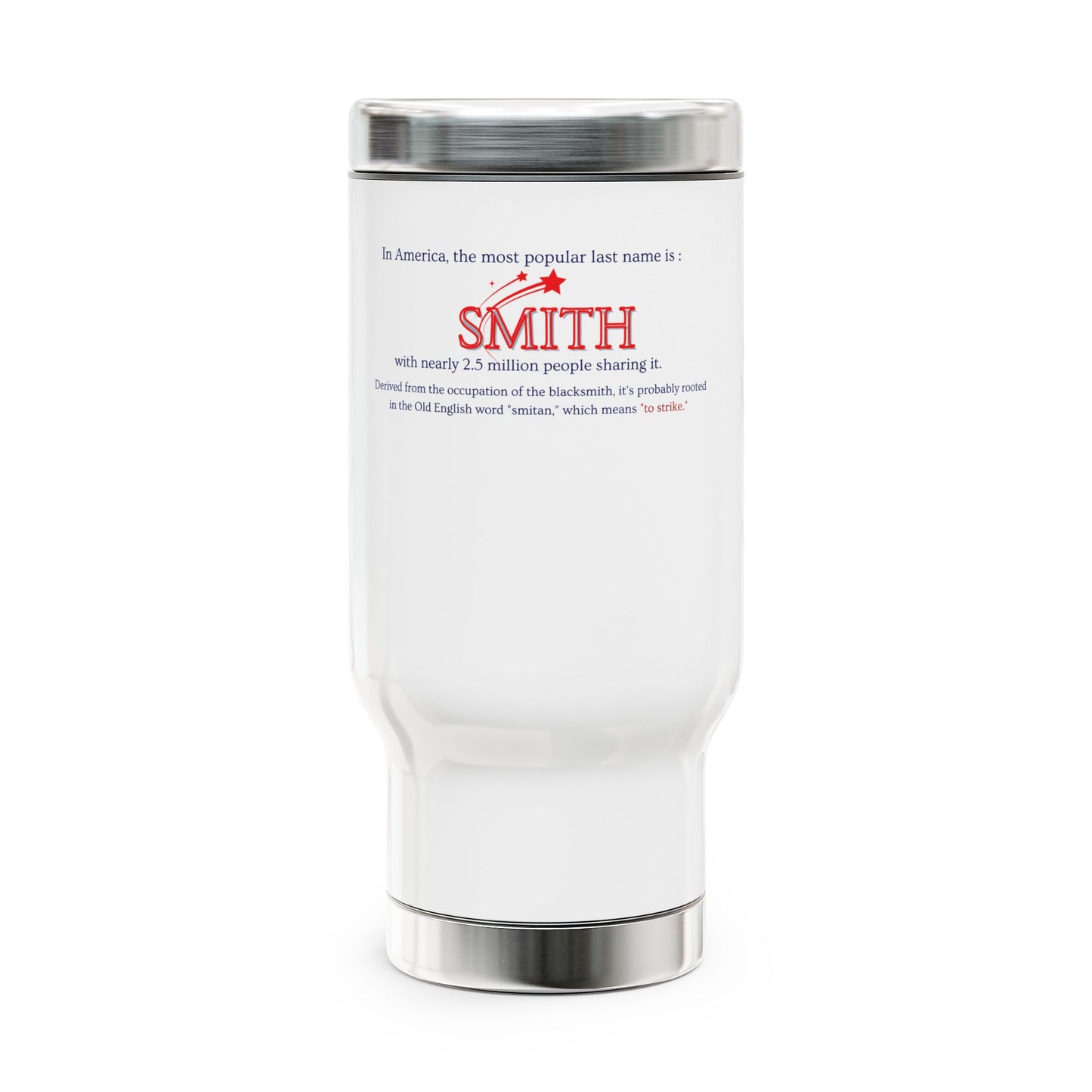 Stainless Steel Travel Mug - The SMITH Family Name