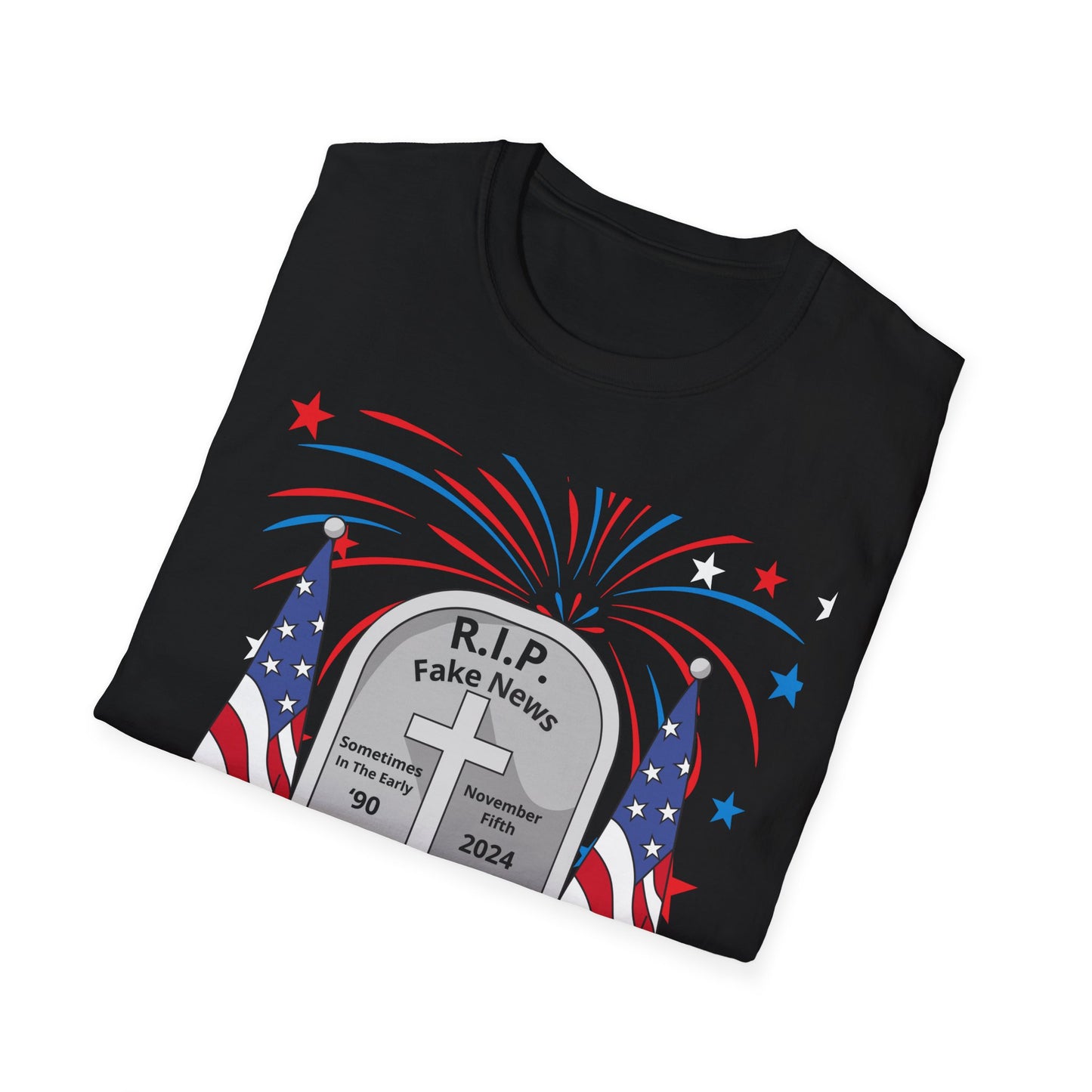 R I P Fake News Unisex Softstyle T-Shirt - Irony Design