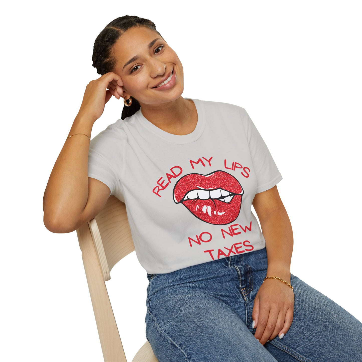 Funny Political T-Shirt – "Read My Lips: No New Taxes" Graphic Tee