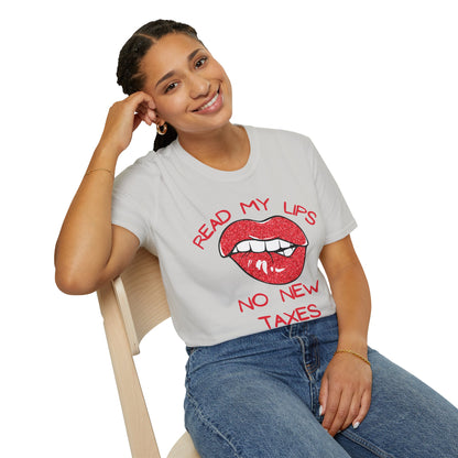 Funny Political T-Shirt – "Read My Lips: No New Taxes" Graphic Tee